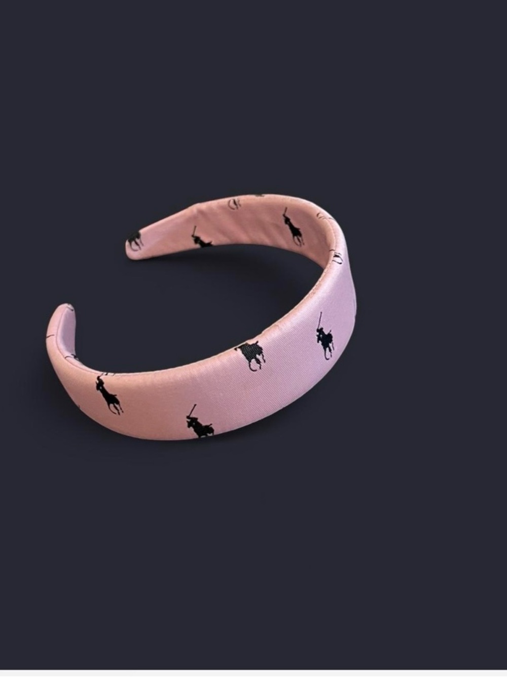 Ralph Lauren Pink Padded Polo Logo Headband